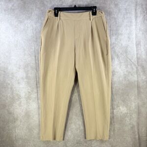 Tommy Hilfiger Dress Pants Women 12 Beige Ankle Tapered Elastic Waist‎ Business